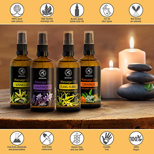 Aceite de Masaje Ylang 100ml - 100% Natural con Aceite de Semilla de Almendra y Uva - Aceites Esenciales de Ylang-Ylang y Jazmín - Cosméticos Naturales con Maravilloso Aroma