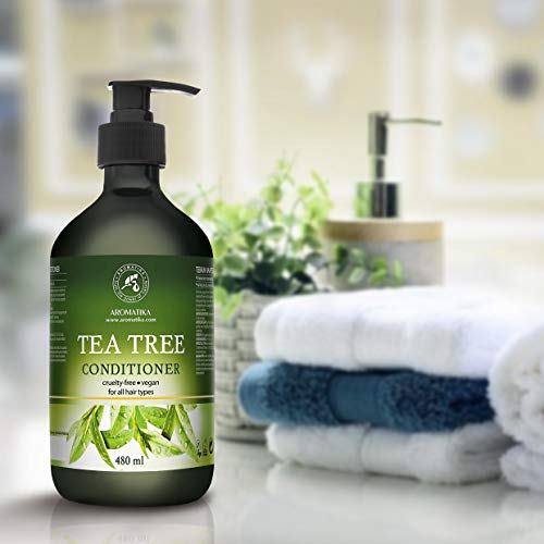 Acondicionador para el Cabello con Árbol de Té 480 ml - Aceite de Árbol de Té & Macadamia & Camelia - Todo Tipo de Cabello - Fórmula Reparadora de Cabello Seco, Dañado - Hidrata el Cabello