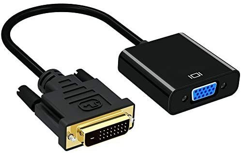 Adaptador DVI a VGA, GANA Activo DVI-D a VGA Convertidor 24 + 1 de Hombre a Mujer Compatible con 1080p / 3D para Que Los Sistemas DVI se Conecten a Las Pantallas VGA - Negro