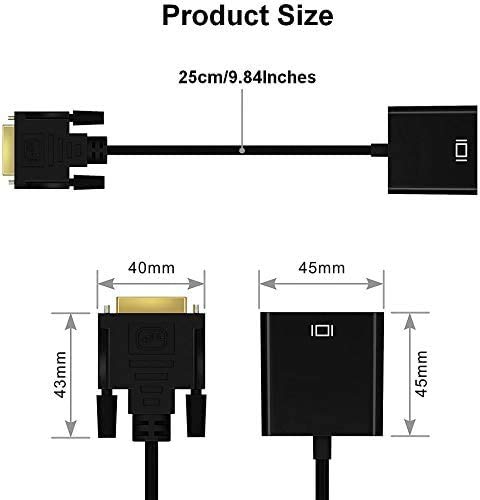 Adaptador DVI a VGA, NIAGUOJI 1080p Active DVI-D a VGA Adaptador Convertidor 24+1 macho a hembra Apoyando 60Hz y 3D para sistemas DVI para conectar a pantallas VGA