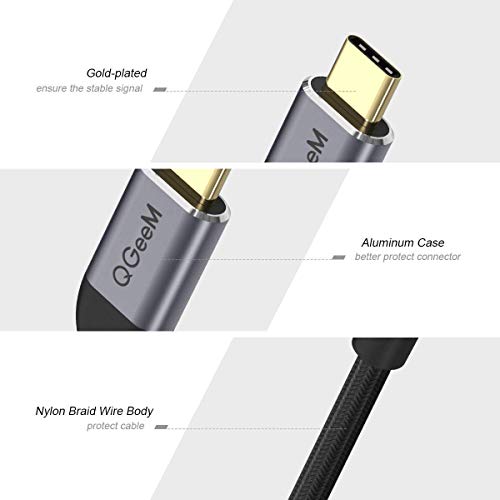 Adaptador USB C a HDMI,QGeeM 4K USB C HDMI Cable [Thunderbolt 3] Compatible con MacBook Pro 2018/2017 Surface Book 2 DELL XPS 13/15, Pixelbook Samsung Galaxy S9 / S8 y más