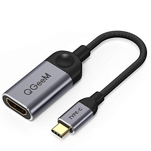 Adaptador USB C a HDMI,QGeeM 4K USB C HDMI Cable [Thunderbolt 3] Compatible con MacBook Pro 2018/2017 Surface Book 2 DELL XPS 13/15, Pixelbook Samsung Galaxy S9 / S8 y más