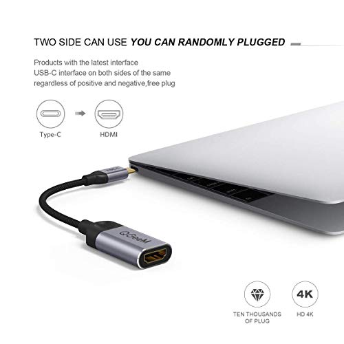 Adaptador USB C a HDMI,QGeeM 4K USB C HDMI Cable [Thunderbolt 3] Compatible con MacBook Pro 2018/2017 Surface Book 2 DELL XPS 13/15, Pixelbook Samsung Galaxy S9 / S8 y más