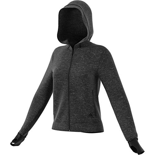 adidas W Ver FZ HD Sudadera, Mujer, Black Melange, XS