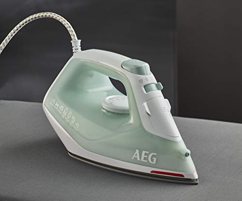 AEG DB1740LG Plancha Gran Precisión, Golpe 110g/min, Vapor Continuo de 0 a 30g/min, Depósito 250ml, Suela Cerámica, Especial Prendas Delicadas, Sistema Antical, 2.4 W, Verde