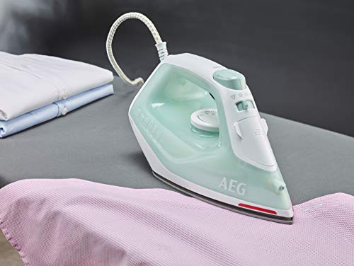 AEG DB1740LG Plancha Gran Precisión, Golpe 110g/min, Vapor Continuo de 0 a 30g/min, Depósito 250ml, Suela Cerámica, Especial Prendas Delicadas, Sistema Antical, 2.4 W, Verde