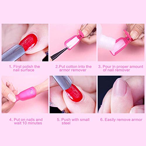 Aibada 20 piezas de u?as de acr¨ªlico para u?as Nail Art Soak Off Clip Cap UV Gel Polish Remover Wrap Nail Tool, rose Red