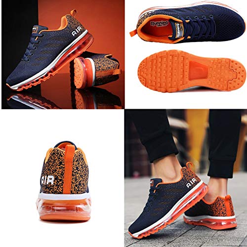 Air Zapatillas de Running para Hombre Mujer Zapatos para Correr y Asfalto Aire Libre y Deportes Calzado Unisexo Blue Orange 43