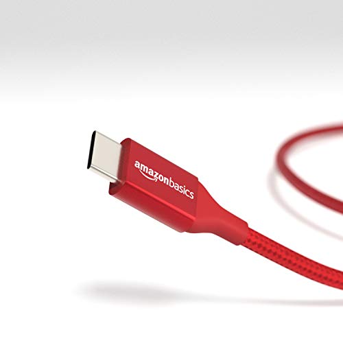 AmazonBasics - Cable macho de USB 2.0 C a USB 2.0 A, de nailon con trenzado doble | 0,9 m, Rojo