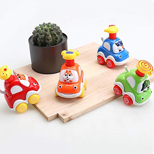 Amy&Benton Coches de Juguete, Surtido 4PCS Figuras Coches Vehículos De Juguete Coches Camiones De Juguete Regalos para bebés 1 2 3 4 años de Edad