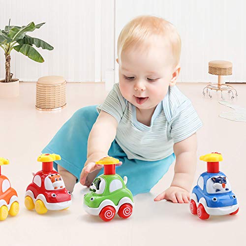 Amy&Benton Coches de Juguete, Surtido 4PCS Figuras Coches Vehículos De Juguete Coches Camiones De Juguete Regalos para bebés 1 2 3 4 años de Edad