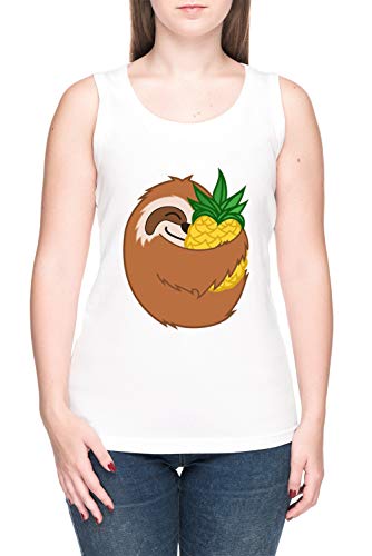 Ananas La Paresse Femme T-Shirt Débardeur tee Blanc Women's White Tank T-Shirt