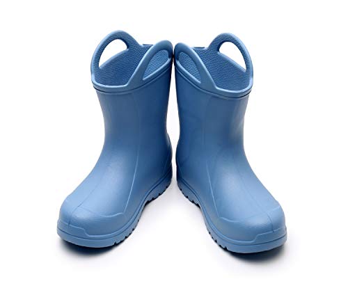 Apakowa Unisex Niños Niños Niñas Asas Ligeras y fáciles de Usar Botas para la Lluvia Zapato en Patrones Divertidos y Colores sólidos (Color : Lightblue Dinosaur, Size : 28 EU)