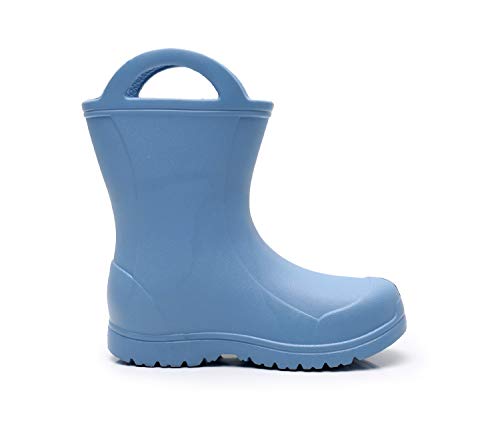 Apakowa Unisex Niños Niños Niñas Asas Ligeras y fáciles de Usar Botas para la Lluvia Zapato en Patrones Divertidos y Colores sólidos (Color : Lightblue Dinosaur, Size : 28 EU)