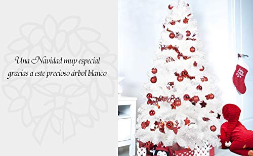 Árbol de Navidad Artificial Arboles C/Soporte Metálico 120-240cm (Blanco, 210cm 668Tips)