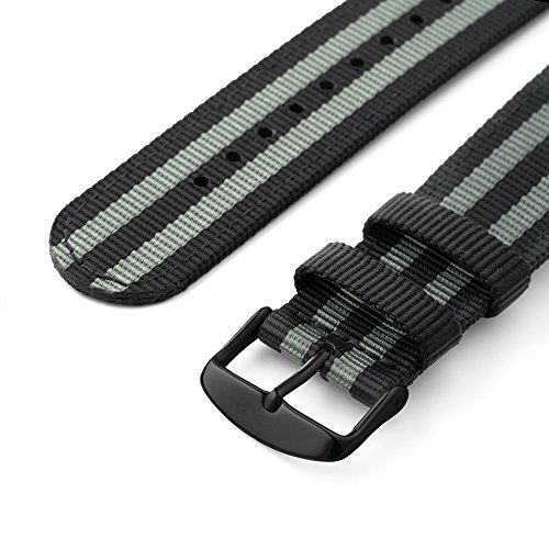 Archer Watch Straps | Repuesto de Correa de Reloj de Nailon para Apple Watch, Hombre y Mujer | Negro y Gris (James Bond)/Negro, 38/40mm