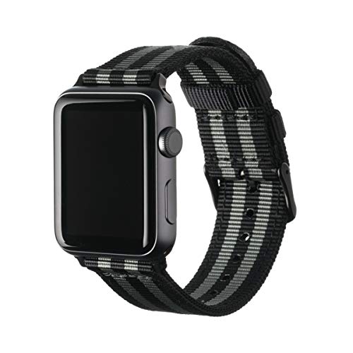 Archer Watch Straps | Repuesto de Correa de Reloj de Nailon para Apple Watch, Hombre y Mujer | Negro y Gris (James Bond)/Negro, 38/40mm