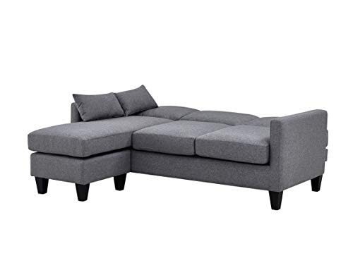 Astan Hogar Sofá Cama 3 Plazas con Chaise Longe, Tapizado Tela. Modelo Lena AH-AR40700GR, Gris, Talla Única