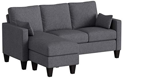 Astan Hogar Sofá Cama 3 Plazas con Chaise Longe, Tapizado Tela. Modelo Lena AH-AR40700GR, Gris, Talla Única