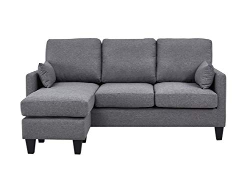 Astan Hogar Sofá Cama 3 Plazas con Chaise Longe, Tapizado Tela. Modelo Lena AH-AR40700GR, Gris, Talla Única