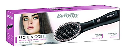 BaByliss Seca & Alisa AS140E - Cepillo de aire alisador (600 W, 2 temperaturas, botón de aire frío, función iónica, 3 tipos de púas)