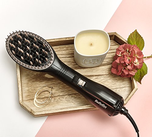 BaByliss Seca & Alisa AS140E - Cepillo de aire alisador (600 W, 2 temperaturas, botón de aire frío, función iónica, 3 tipos de púas)