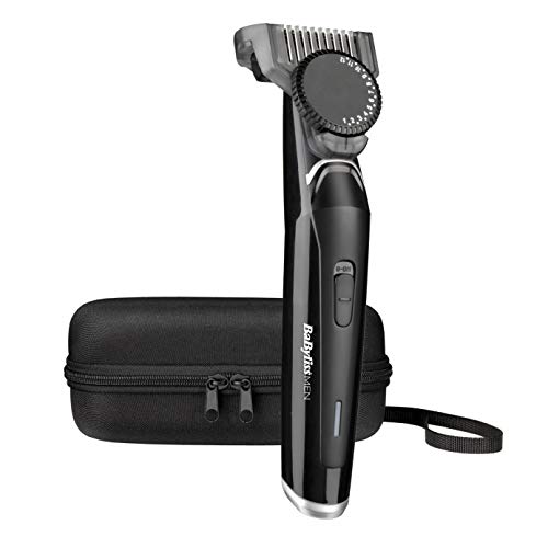 BaByliss T881E Barbero eléctrico, recortadora de barba masculino, uso con/sin cable, 23 longitudes de 0.5 a 12 mm, 60 minutos de autonomía, neceser incluida, color negro