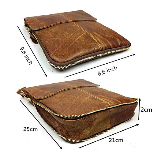 BAIGIO Bandolera Hombre Piel Vintage, Bolso de Hombro Cuero Crossbody Bag para Trabajos Negocios, Marrón