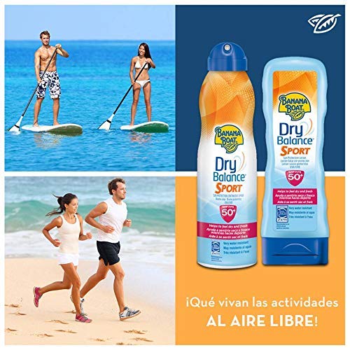 Banana Boat Dry Balance Sport SPF50 - Crema solar hidratante para deportistas en loción solar 180ml.