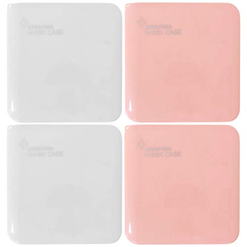 BCASE, Pack de 4 Estuches, Porta Mascarillas, Reutilizables e Ideales para Guardar y Proteger las Mascarillas, Fáciles de Limpiar, Color Blanco y Rosa.