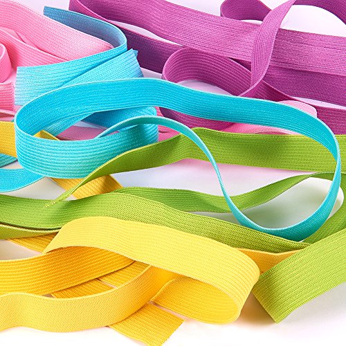 BENECREAT 34M (37 Yardas) Cinta Elastica Plegada Elastics Estiramiento Plegable FOE Elastics para Cintas para el Pelo Diademas - 34 Colores por 1M