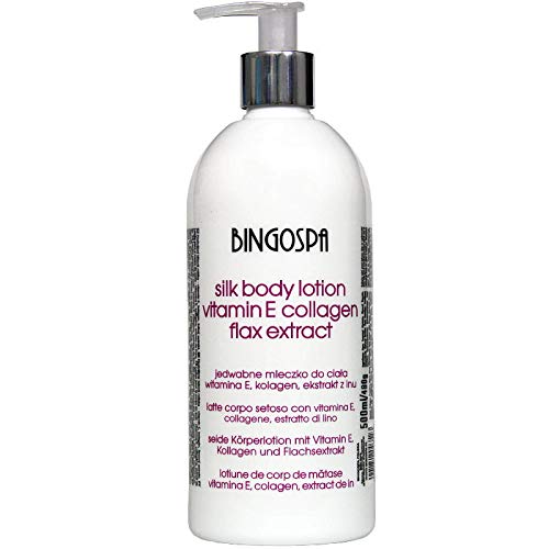 BINGOSPA loción corporal de seda crema corporal leche corporal con lino, vitamina E y colágeno para hidratar - 500ml