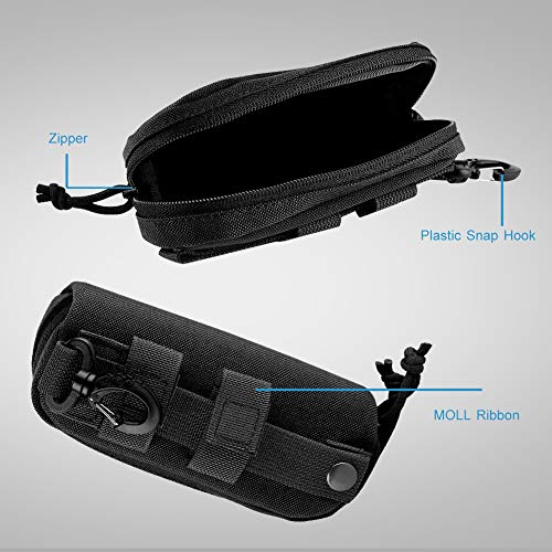 Bnineteenteam Caja de Gafas de Sol portátil táctica MOLLE Funda Protectora a Prueba de Golpes Estuche portátil de Nylon con Clip(Black)