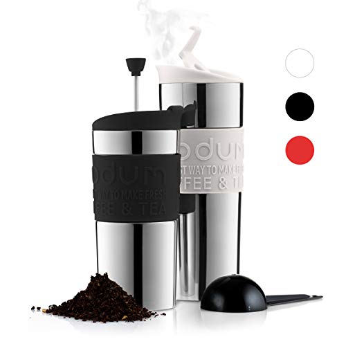 Bodum Travelpress 0.35 L Mug de Viaje, plástico, Acero, Blanco Crema, Centimeters