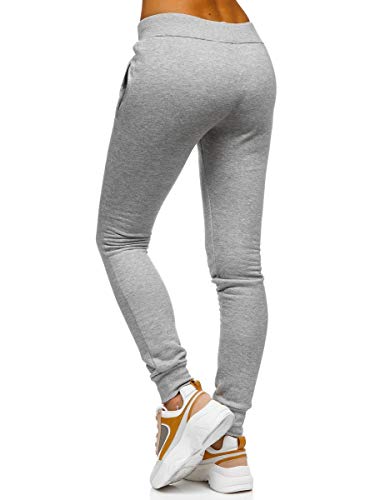 BOLF Mujer Pantalón Deportivo Pantalón de Chándal Largos Jogger Pantalones de Algodón Slim Fit J.Style CK-01 Gris L [F6F]