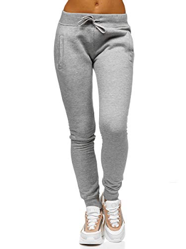 BOLF Mujer Pantalón Deportivo Pantalón de Chándal Largos Jogger Pantalones de Algodón Slim Fit J.Style CK-01 Gris L [F6F]