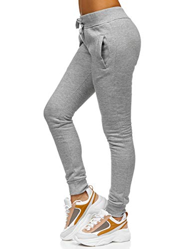 BOLF Mujer Pantalón Deportivo Pantalón de Chándal Largos Jogger Pantalones de Algodón Slim Fit J.Style CK-01 Gris L [F6F]