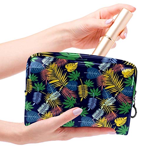 Bolsa de maquillaje portátil con cremallera bolsa de aseo de viaje para las mujeres práctico almacenamiento cosmético bolsa de hojas desiguales