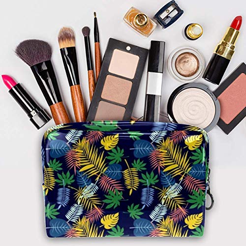 Bolsa de maquillaje portátil con cremallera bolsa de aseo de viaje para las mujeres práctico almacenamiento cosmético bolsa de hojas desiguales