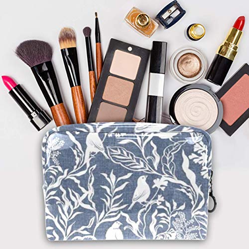 Bolsa de maquillaje portátil con cremallera bolsa de aseo de viaje para las mujeres práctico almacenamiento cosmético bolsa historia de aves