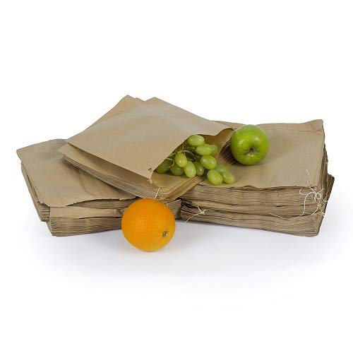 Bolsas de papel kraft marrón puro hecho en el Reino Unido, para alimentos, dulces, hongos, frutas, palomitas, bolsas biodegradables, reciclables, 7 x 9 pulgadas, Reino Unido Store 247 (100)