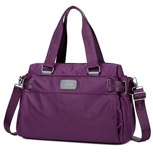 Bolso Bandolera Mujeres, Popoti Bolsas de Hombro Mano Nylon Impermeable Totalizador del Monedero Mochila Escolar Portátil Billetera Multifuncional Crossbody Bag (Púrpura)