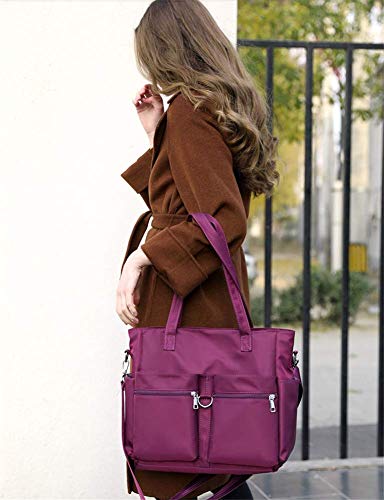 Bolso Bandolera Mujeres, Popoti Bolsas de Hombro Mano Nylon Totalizador del Monedero Mochila Escolar Portátil Billetera Multifuncional Crossbody Bag (Púrpura)