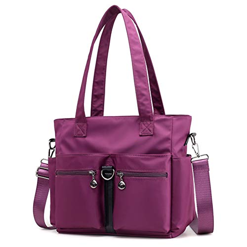 Bolso Bandolera Mujeres, Popoti Bolsas de Hombro Mano Nylon Totalizador del Monedero Mochila Escolar Portátil Billetera Multifuncional Crossbody Bag (Púrpura)