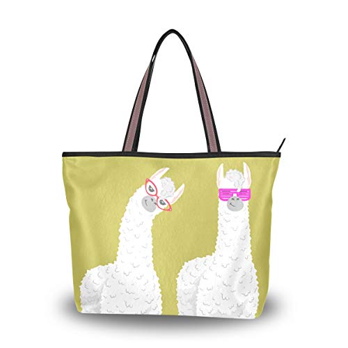 Bolsos de hombro Funny Animal Lama Alpaca Bolsos Nature Purse Shopping Lightweight Strap Bag Tote para mujeres niñas damas estudiantes