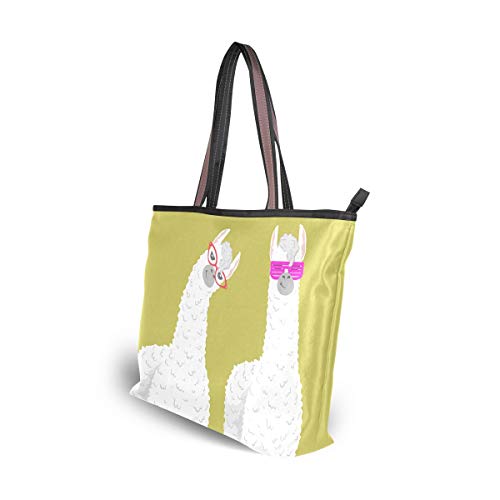 Bolsos de hombro Funny Animal Lama Alpaca Bolsos Nature Purse Shopping Lightweight Strap Bag Tote para mujeres niñas damas estudiantes