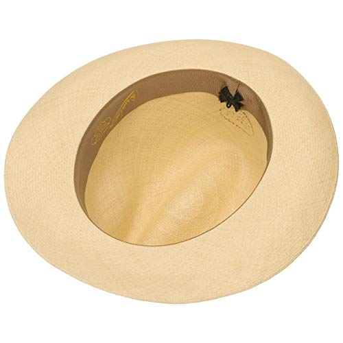 Borsalino Sombrero Bogart Panamá Premium Hombre - de Sol Paja con Banda Grosgrain Primavera/Verano - 61 cm Natural