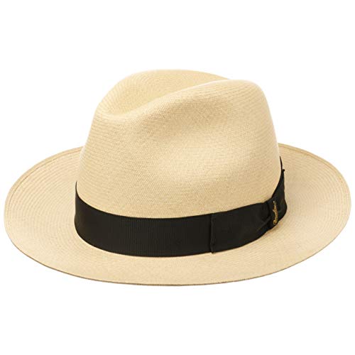 Borsalino Sombrero Bogart Panamá Premium Hombre - de Sol Paja con Banda Grosgrain Primavera/Verano - 61 cm Natural