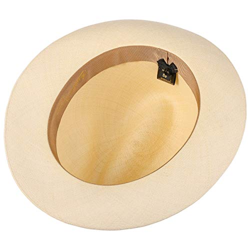 Borsalino Sombrero Panamá Prestige Bogart Mujer/Hombre - de Verano Sombreros Hombre con Banda Grosgrain Primavera/Verano - 57 cm Natural