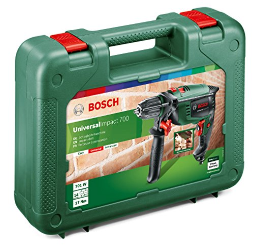 Bosch UniversalImpact 700 - Taladro Percutor (700 W, Empuñadura adicional, Tope de profundidad, Maletín)